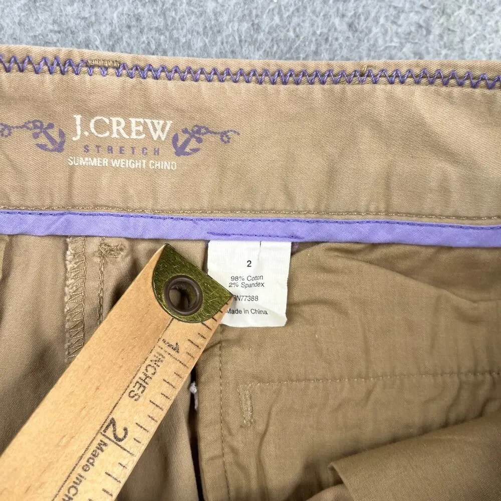 J Crew Stretch Summer Weight Chino Shorts Womens Size 2 Beige Casual